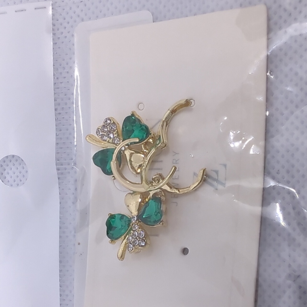 Glamorous Gemstone Drop Earrings With Crystals NWT - Picture 5 of 5